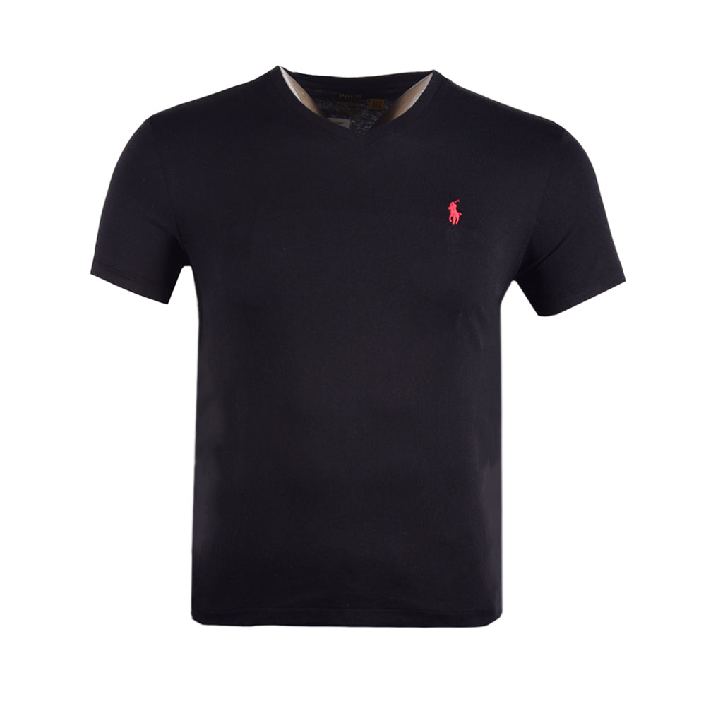 RL MEN S/S V.NECK SHIRT 518002 BLK S (IR.S)