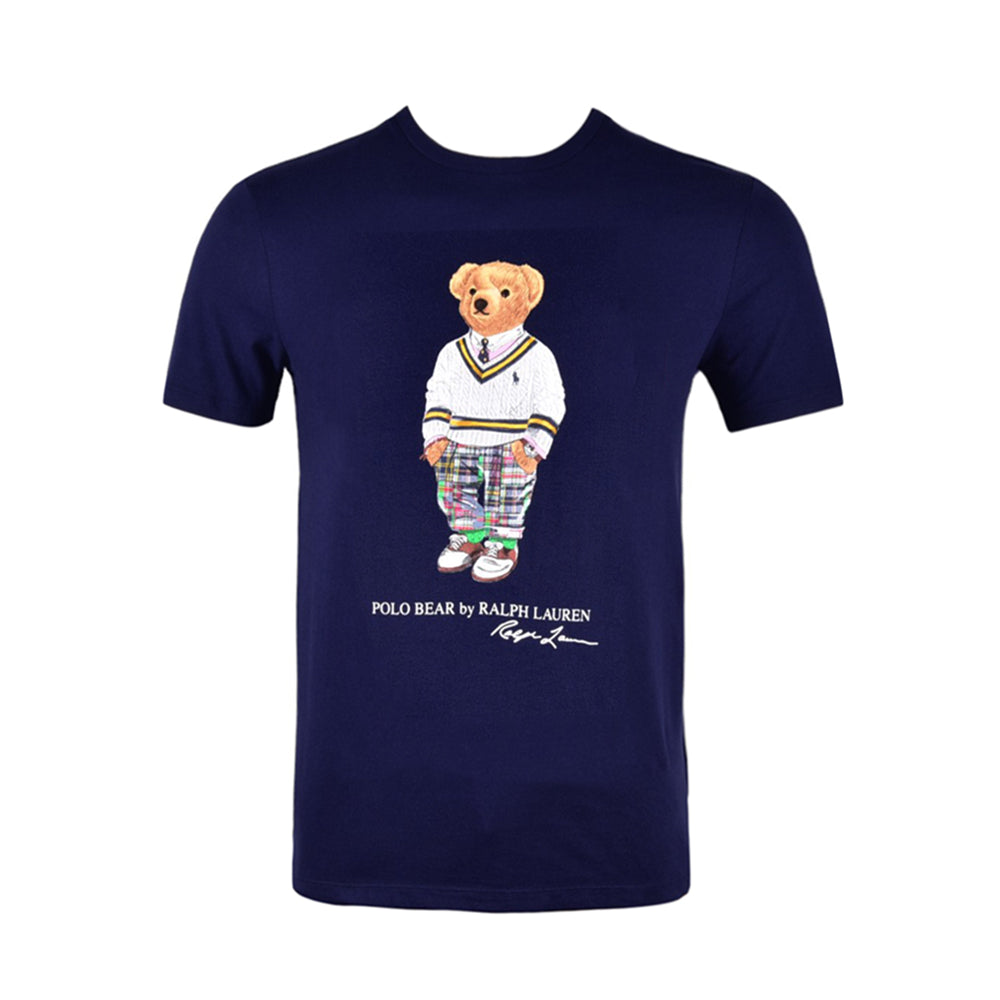 RL MEN S/S BEAR R.NECK SHIRT 106003 M NVY (IR.S)