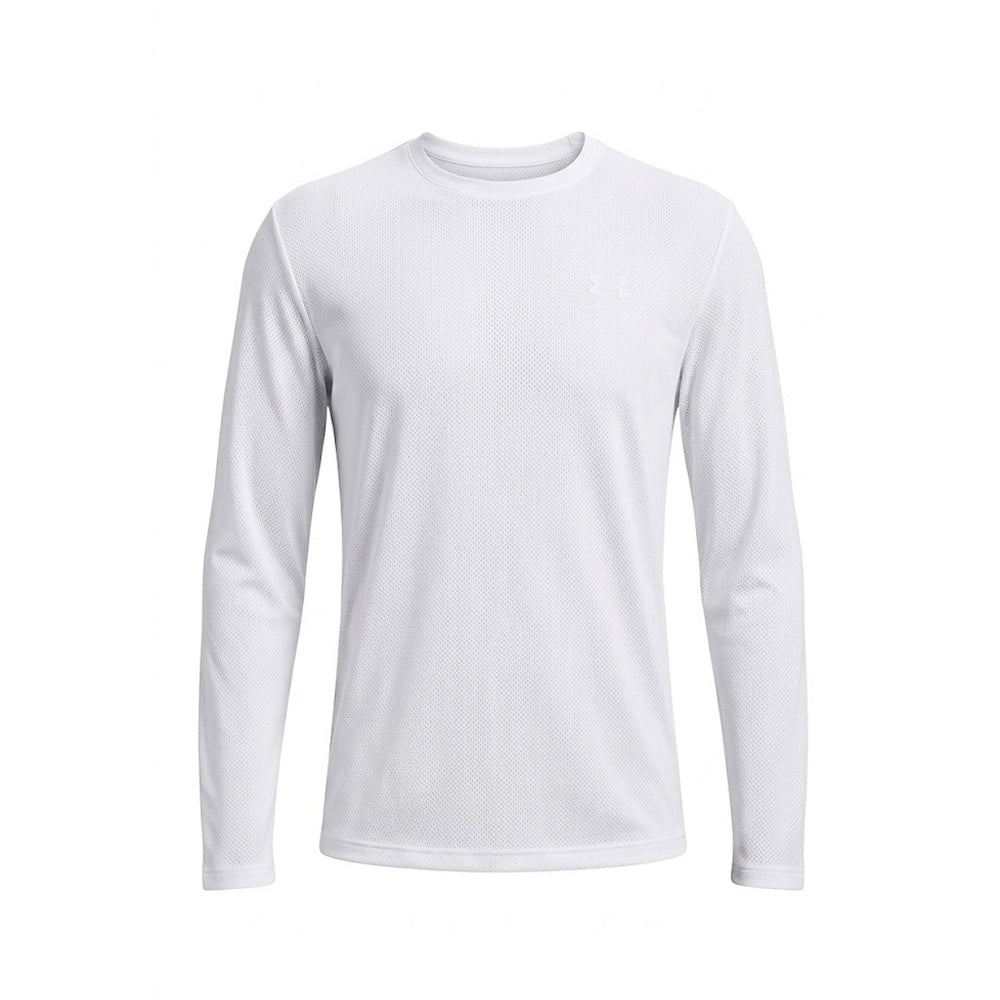 UA MEN L/S R-NECK SHIRT 1375693-100 WHT XL (IR)