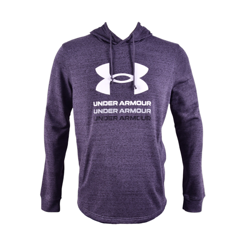 UA MEN L/S TERRY HOODIE 1386047-025 BLK/GRY L (IRW)