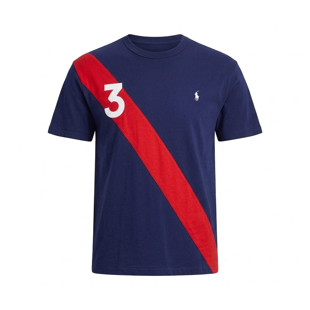RL.MEN S/S R.NECK SHIRT 944001 NVY/RED M (IRS)