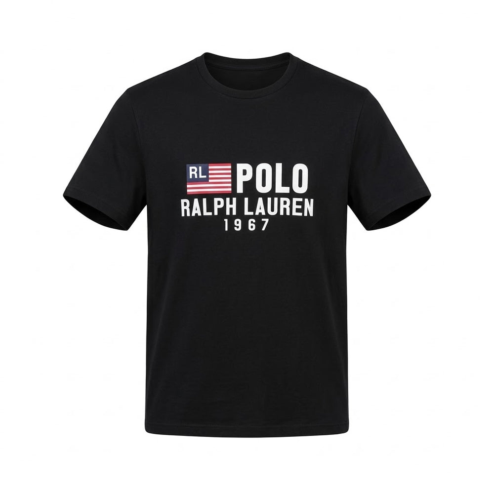 RL MEN S/S R.NECK SHIRT 972025 BLK L (IRS)