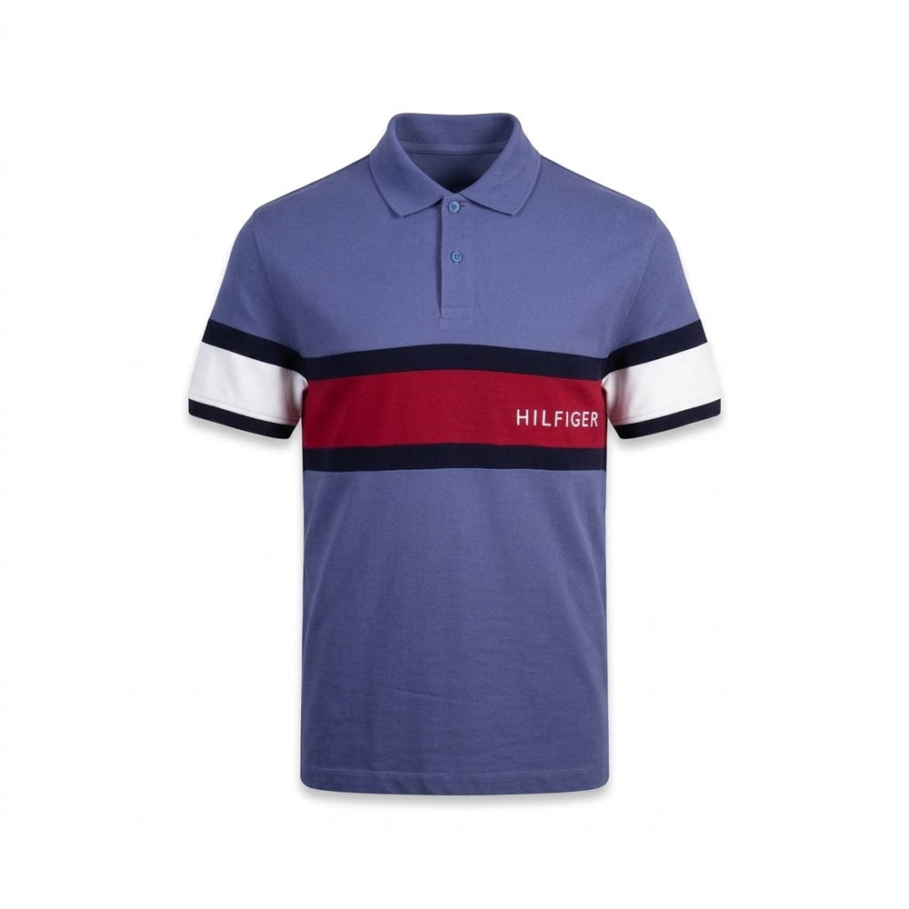 TH. MEN S/S POLO SHIRT 78J9767-421 BLU L (IRS)