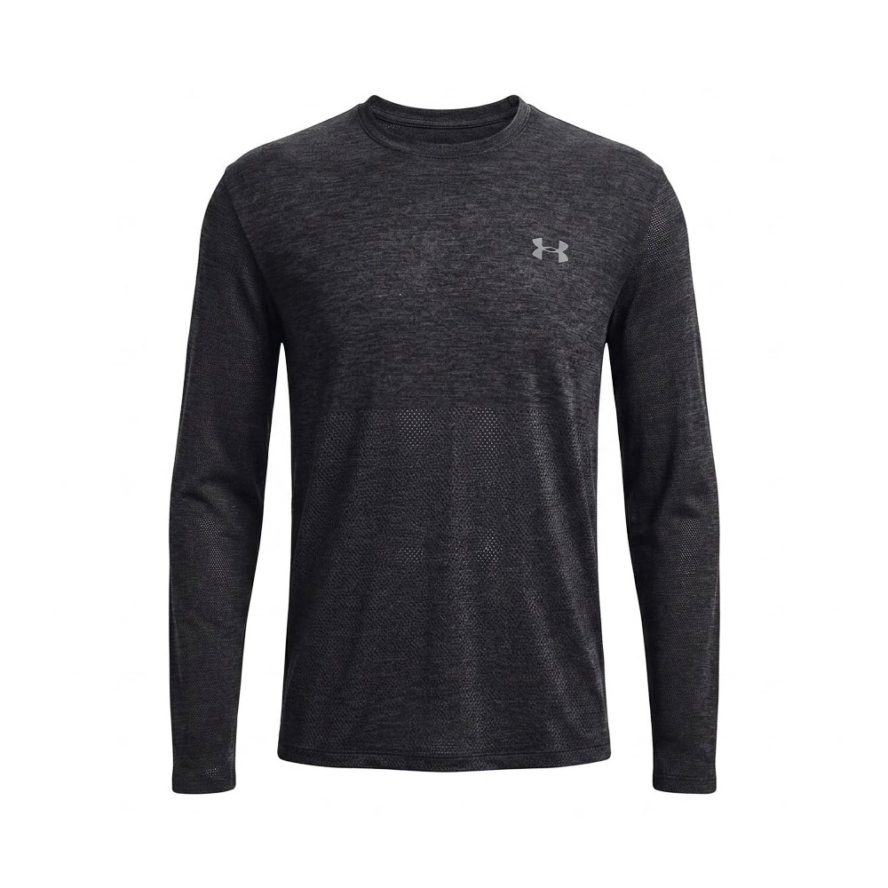 UA MEN L/S R.NECK SHIRT 1375693-001 BLK XL (IR)