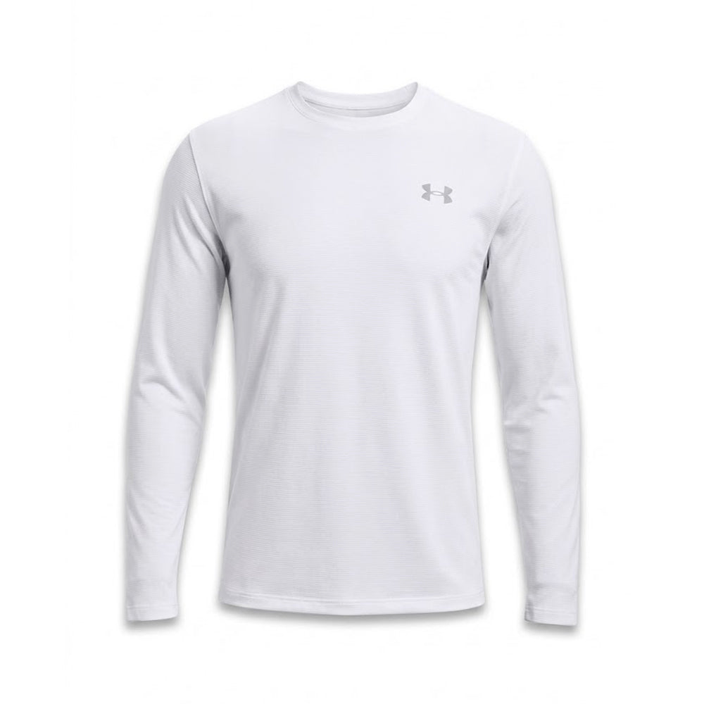 UA MEN L/S R.NECK SHIRT 1382584-100 WHT L (IR)