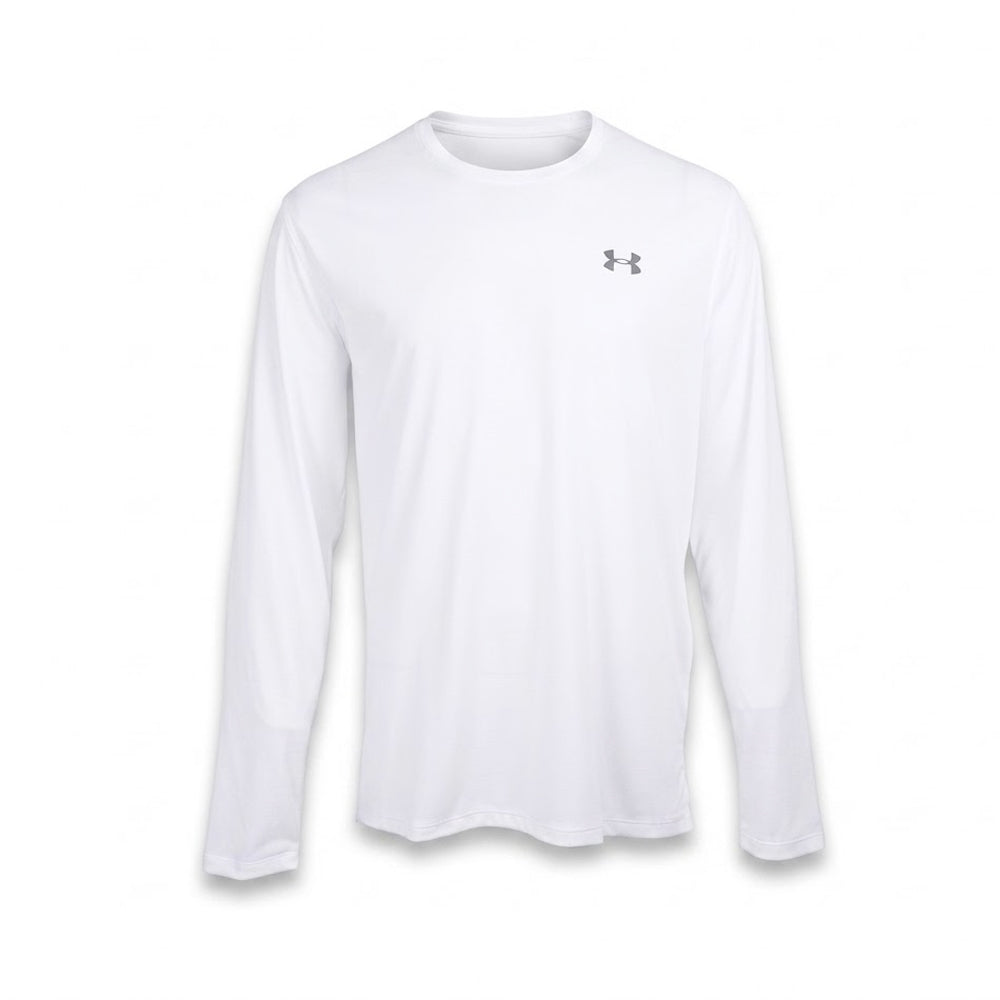 UA MEN L/S R.NECK SHIRT 1382584-100 WHT XL (IR)