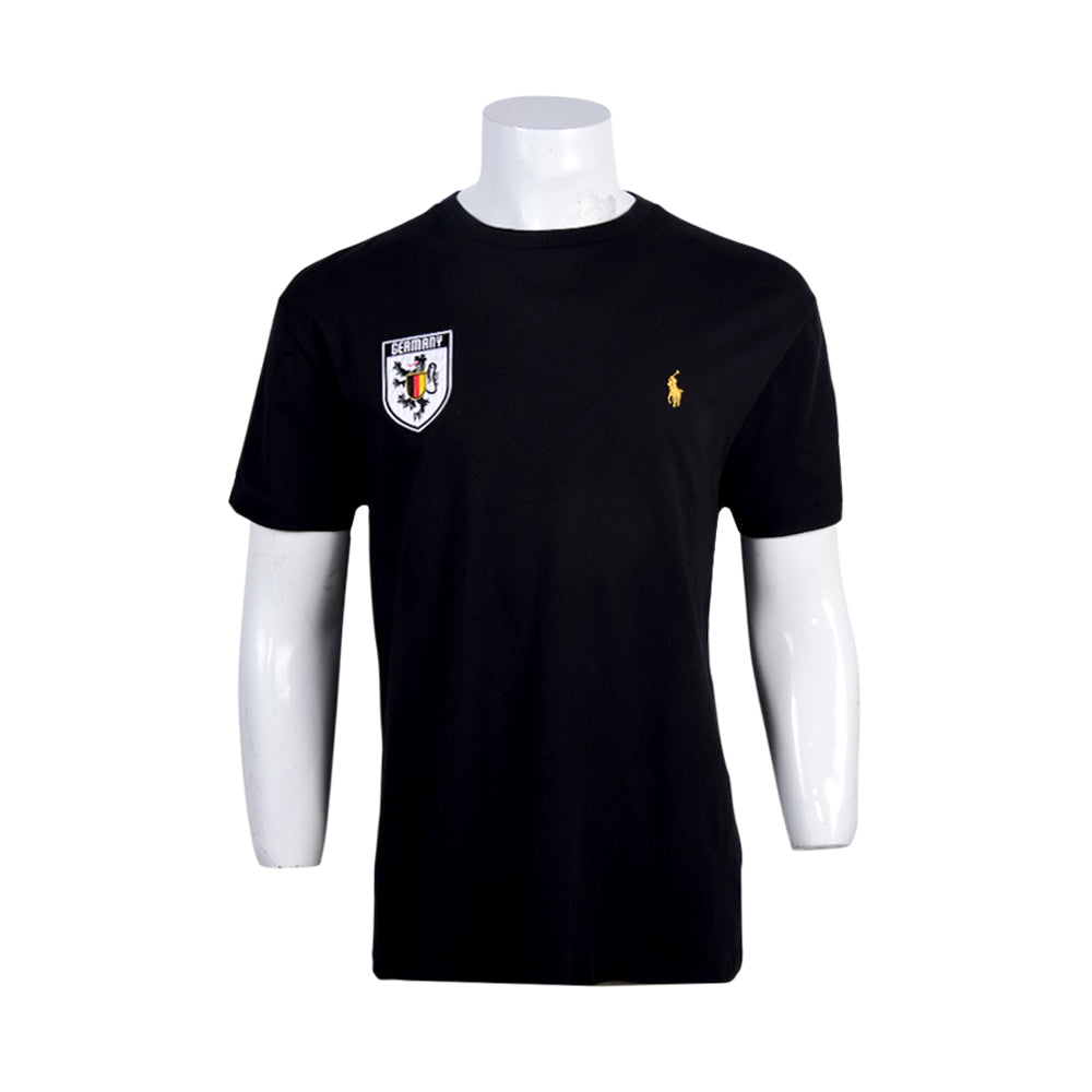 RL.MEN S/S R.NECK CP SHIRT 678001 BLK M (IRS)