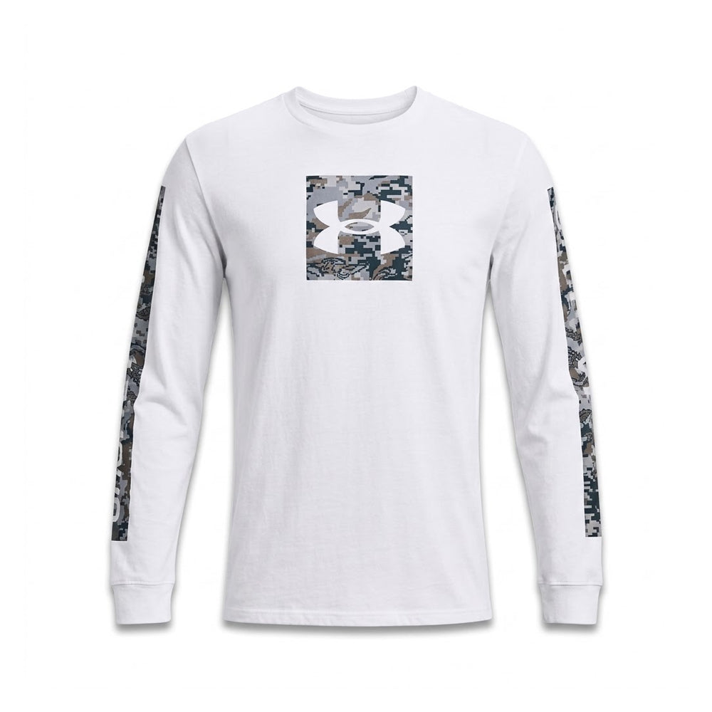 UA MEN L/S R.NECK SHIRT 1366464-101 WHT S (IR)