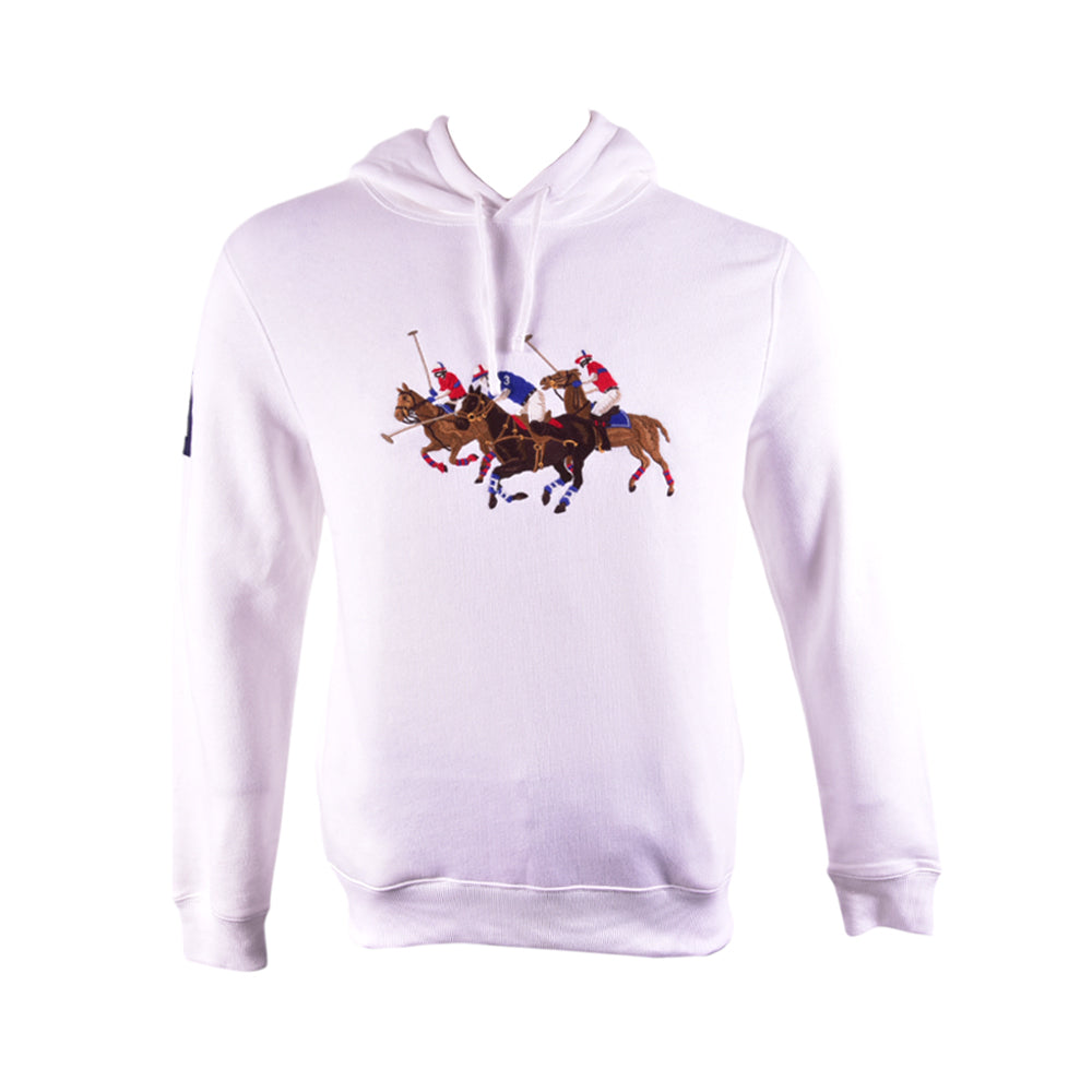 RL MEN L/S TRIPPLE PONY HOODIE 536001 WHT L (IRW)