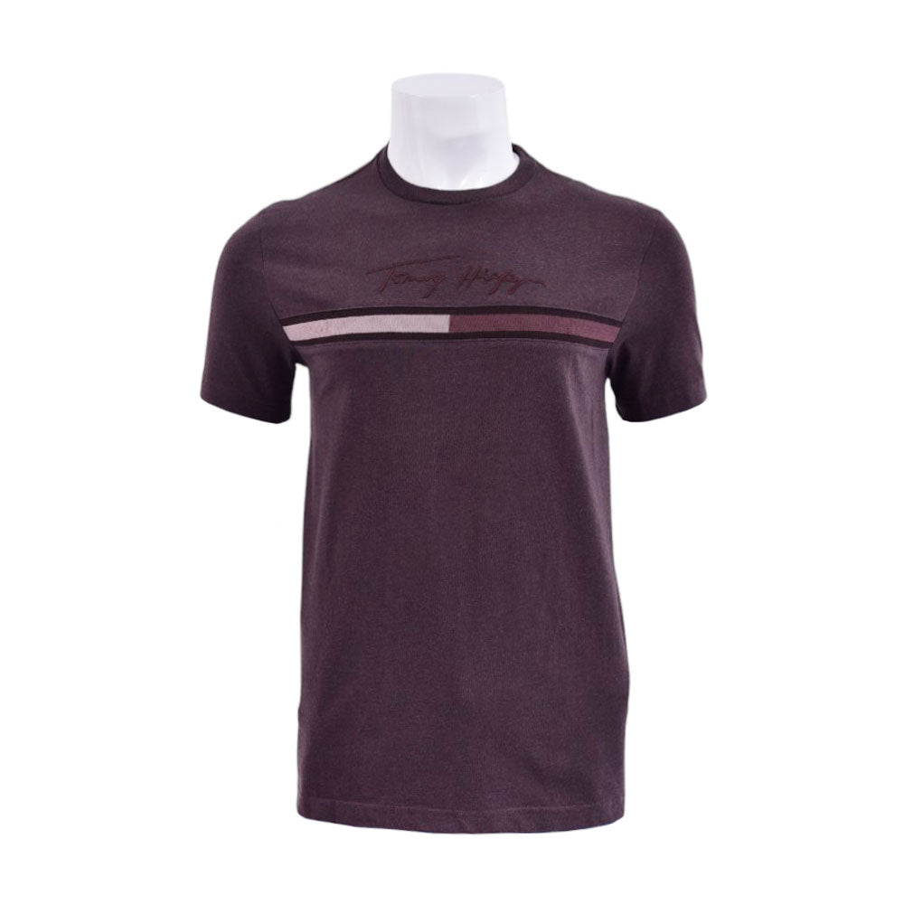 TH MEN S/S R-NECK SHIRT 78JB688-201 BRN L (IR)