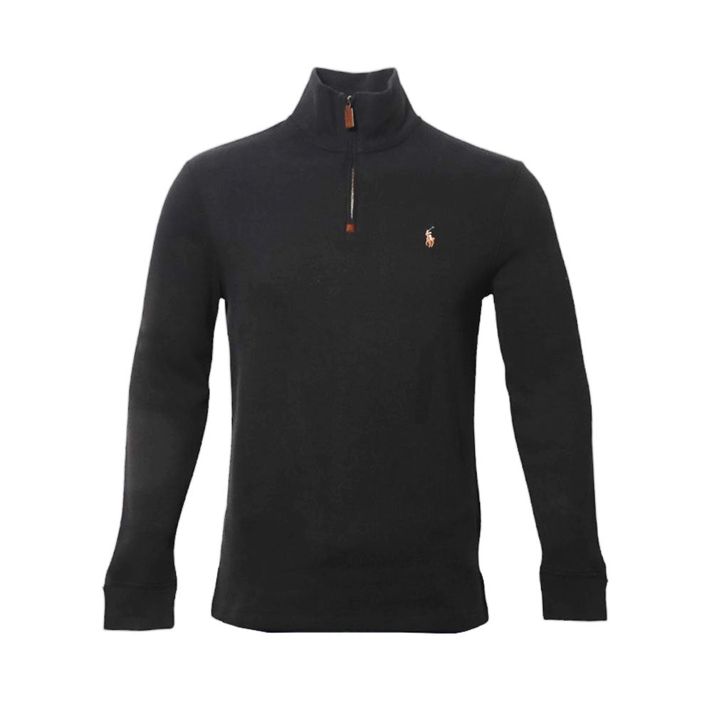 RL MEN L/S H-ZIPPER SWEATER 073013 BLK L (IRW)