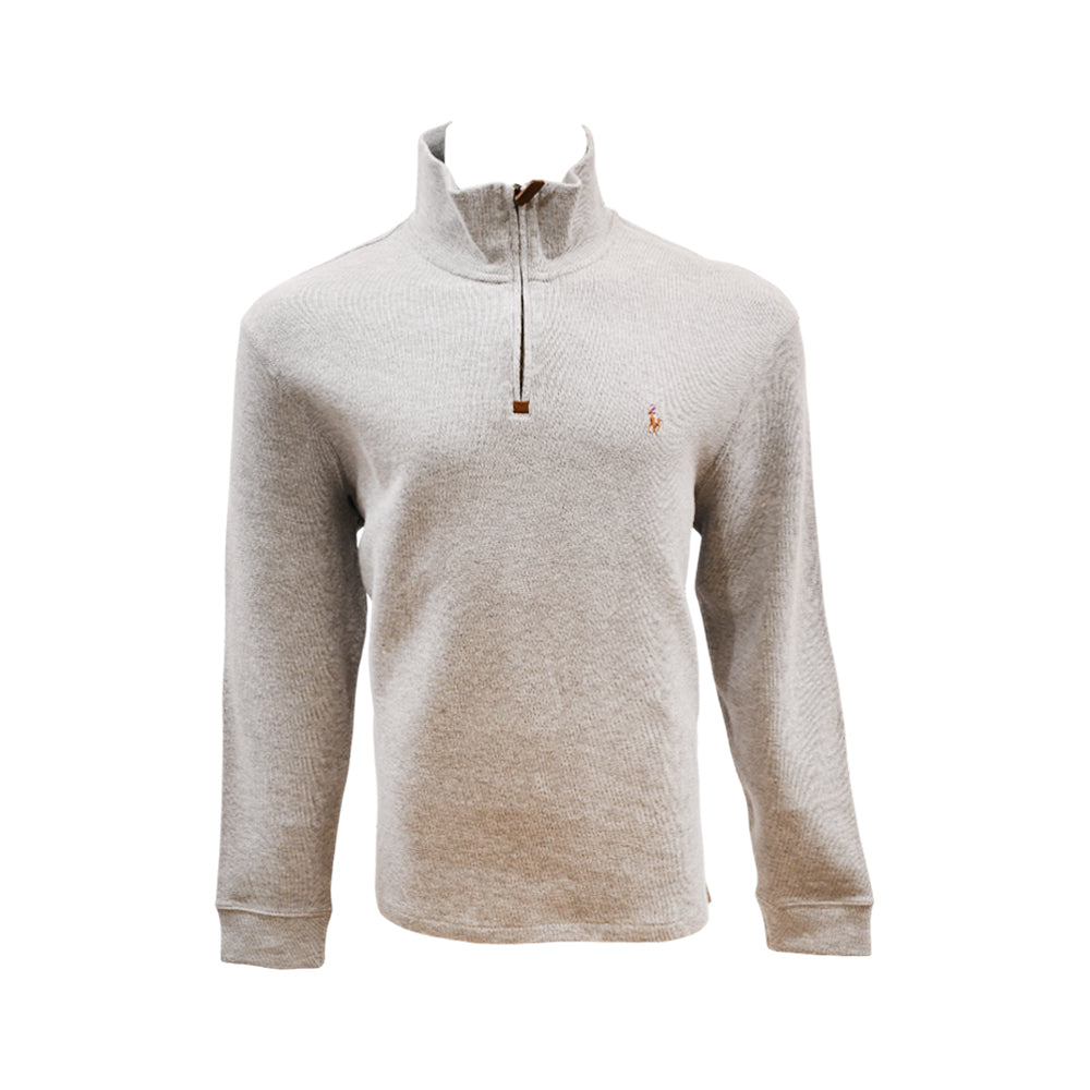 RL MEN L/S H-ZIPPER SWEATER 073011 GRY L (IRW)
