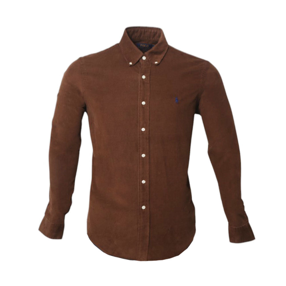 RL MEN L/S CORDUROY SHIRT 684016 BRN L (IRW)