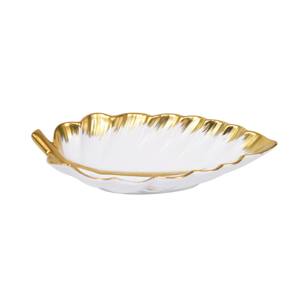 DISH PORCELAIN LEAF WHITE YLG0190V