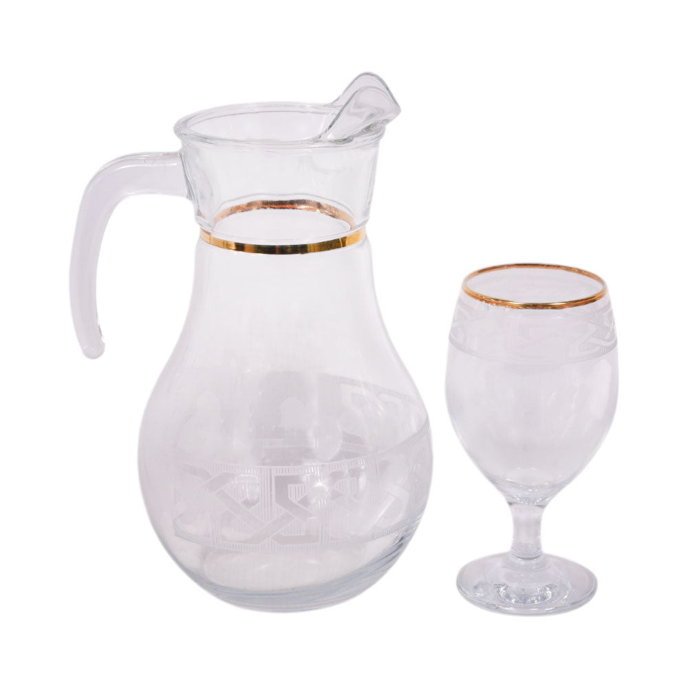 WATER SET 7PC PSB HAND CUT GOLD BISTRO 96933-B020