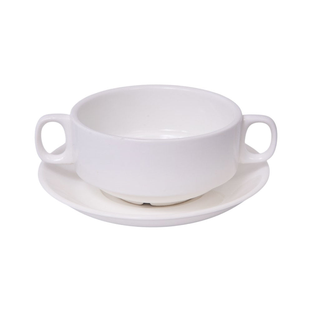 SOUP CUP & SAUCER WHITE 37902 HGK (Pack 6)
