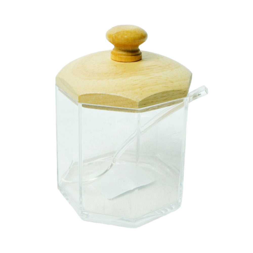 SUGAR POT ACRYLIC WOODEN LID ROUND 5 SKW
