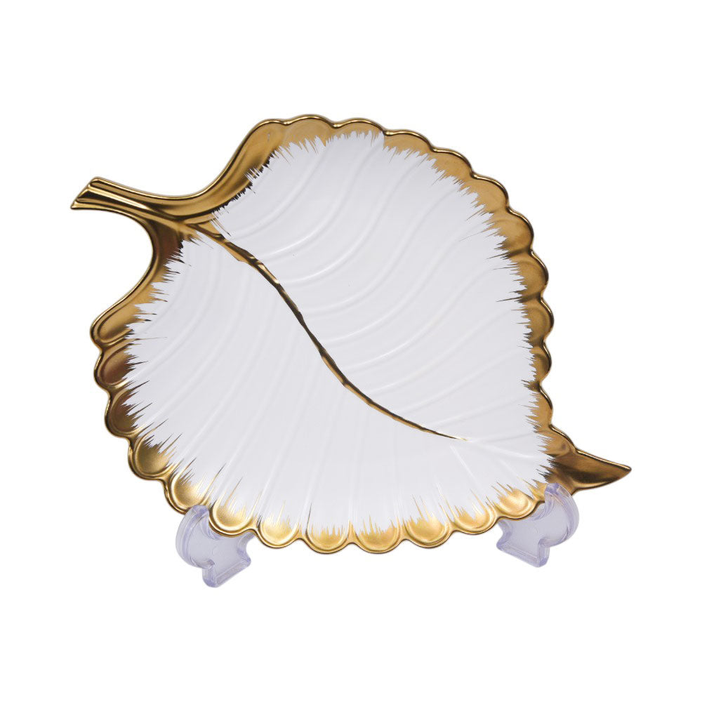 DISH PORCELAIN LEAF WHITE YLG0151-W
