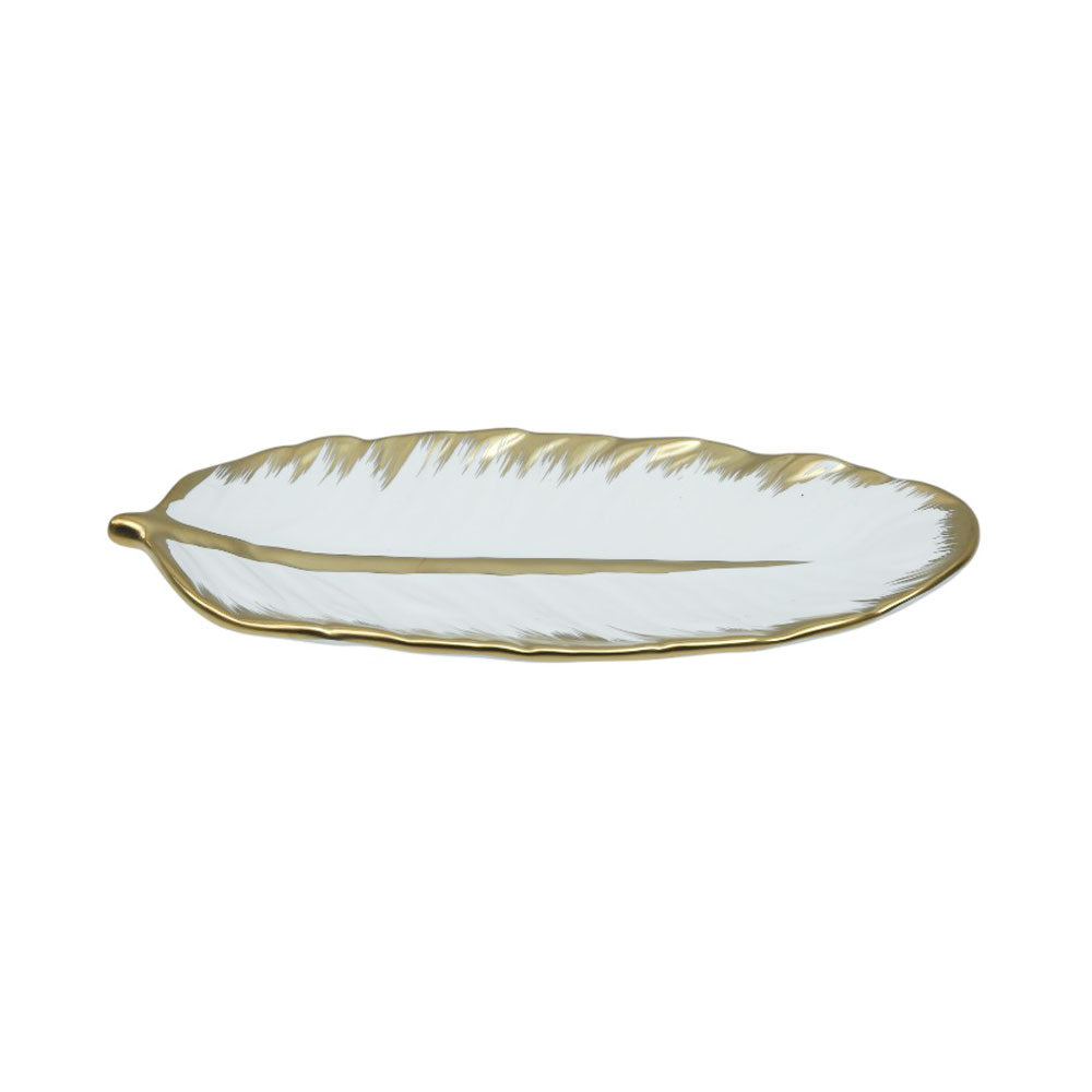 DISH PORCELAIN LEAF WHITE YLG0156-W