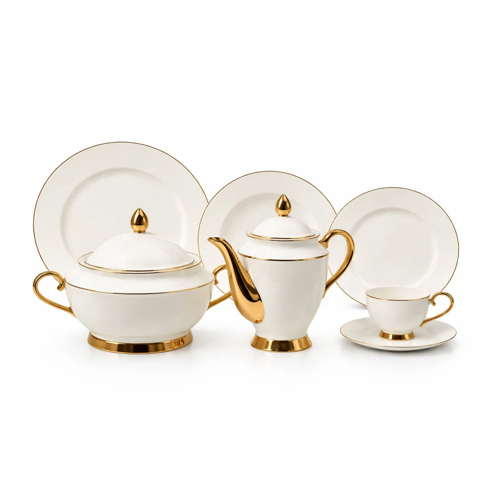 DINNER SET 61PC BONE CHINA DS GOLDEN LINE