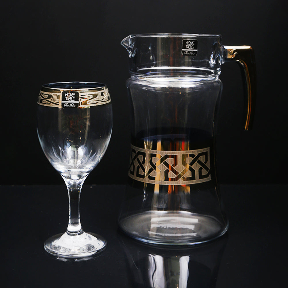 WATER SET 7PC PSB HAND CUT GOLD BISTRO 96872-HG146