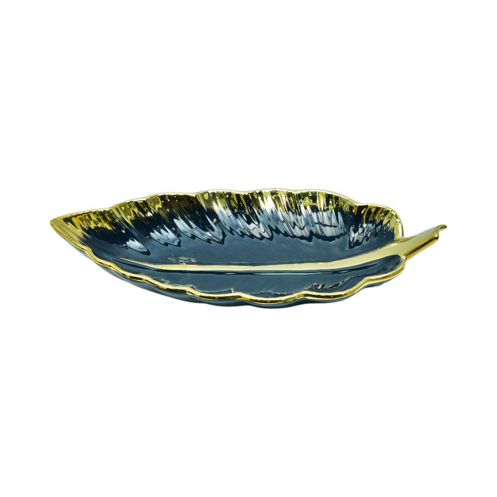DISH PORCELAIN LEAF BLUE YLG0191-B