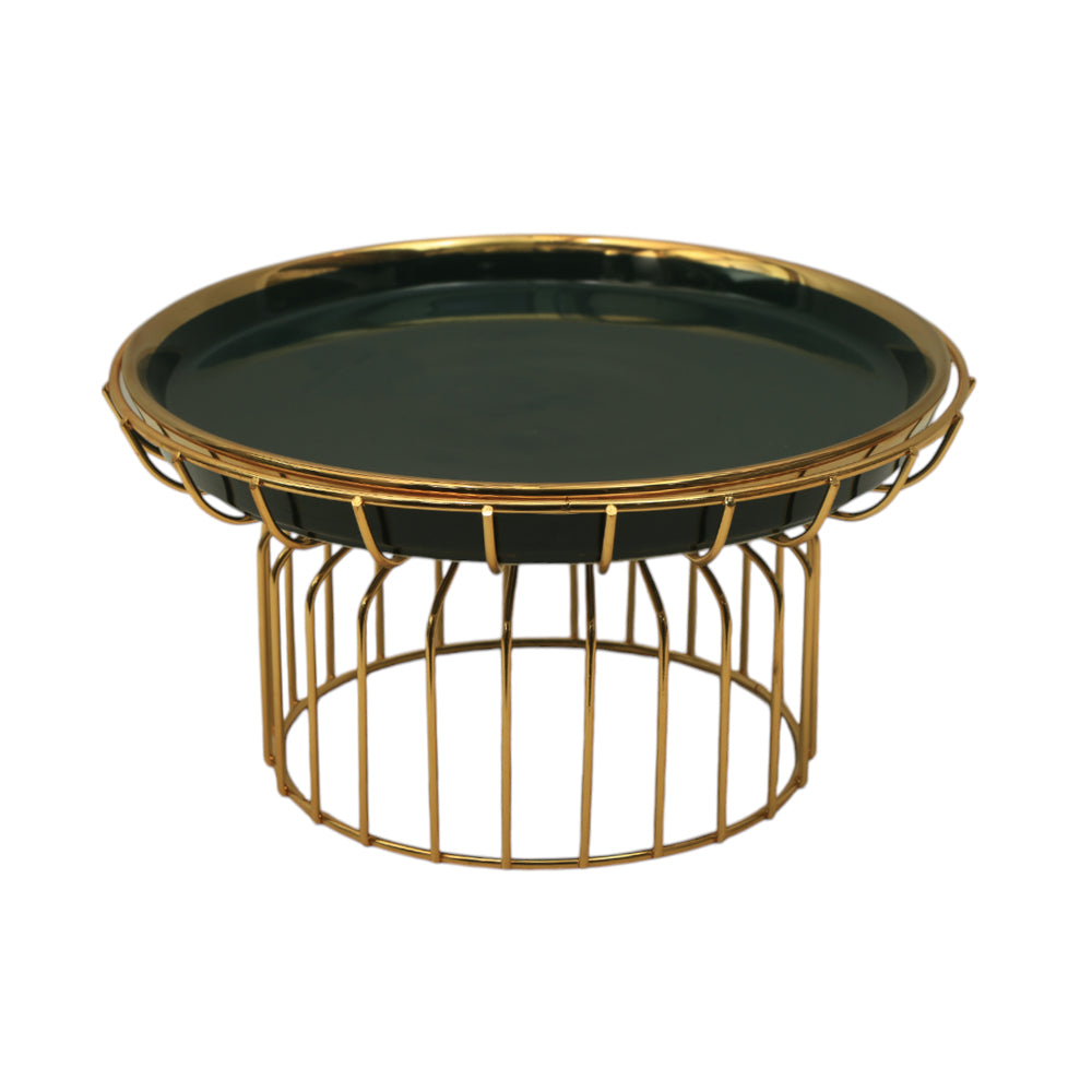 DISH WITH STAND ELEGANT GREEN YLG2558-G