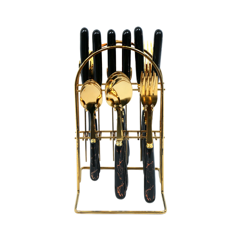 CUTLERY SET 24PC CERAMIC BLACK AE