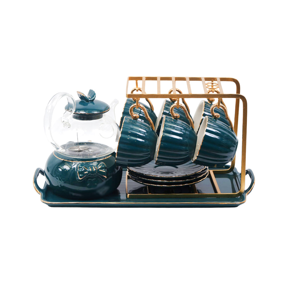 COFFEE SET 17PC CERAMIC 7874-4 BLUE HFE