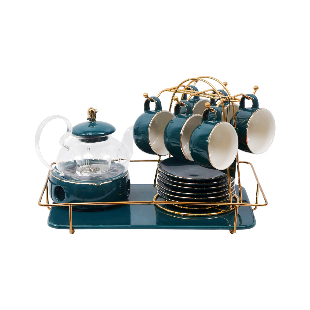 COFFEE SET 17PC CERAMIC 7874-3 GREEN HFE