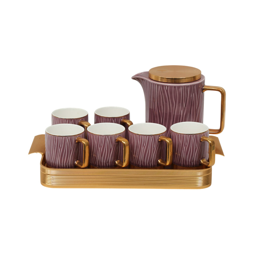 COFFEE SET 9PC CERAMIC METAL AM3667-S8 PURPLE AAK