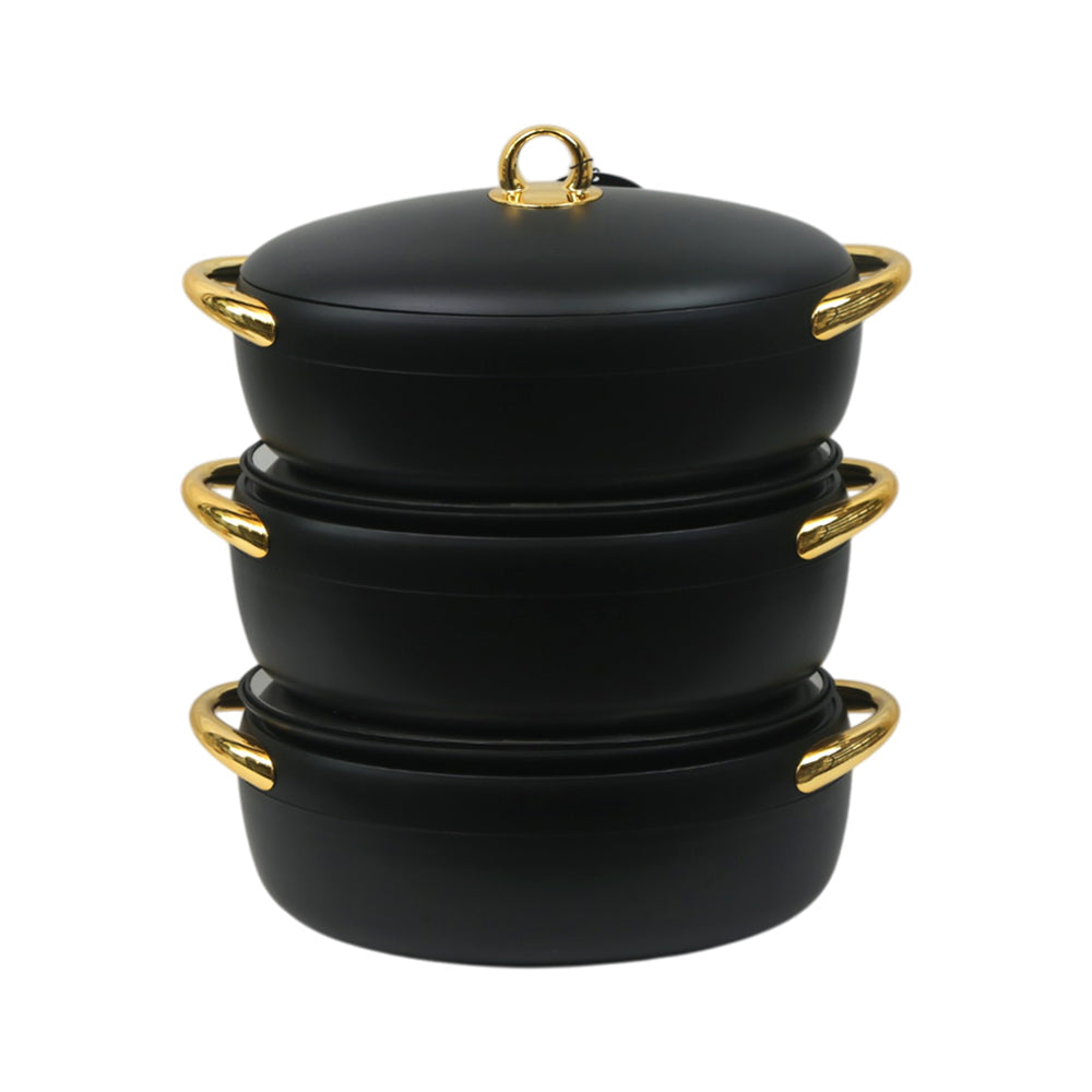 HOT POT SET 3PC FOREVER GOLD EC915 BLACK