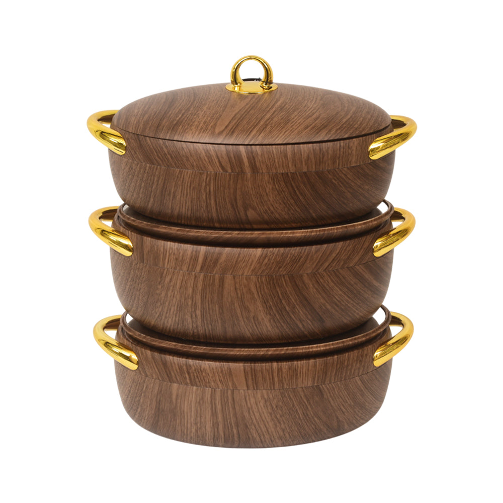 HOT POT SET 3PC FOREVER GOLD EC915T MARBLE DARK WOOD