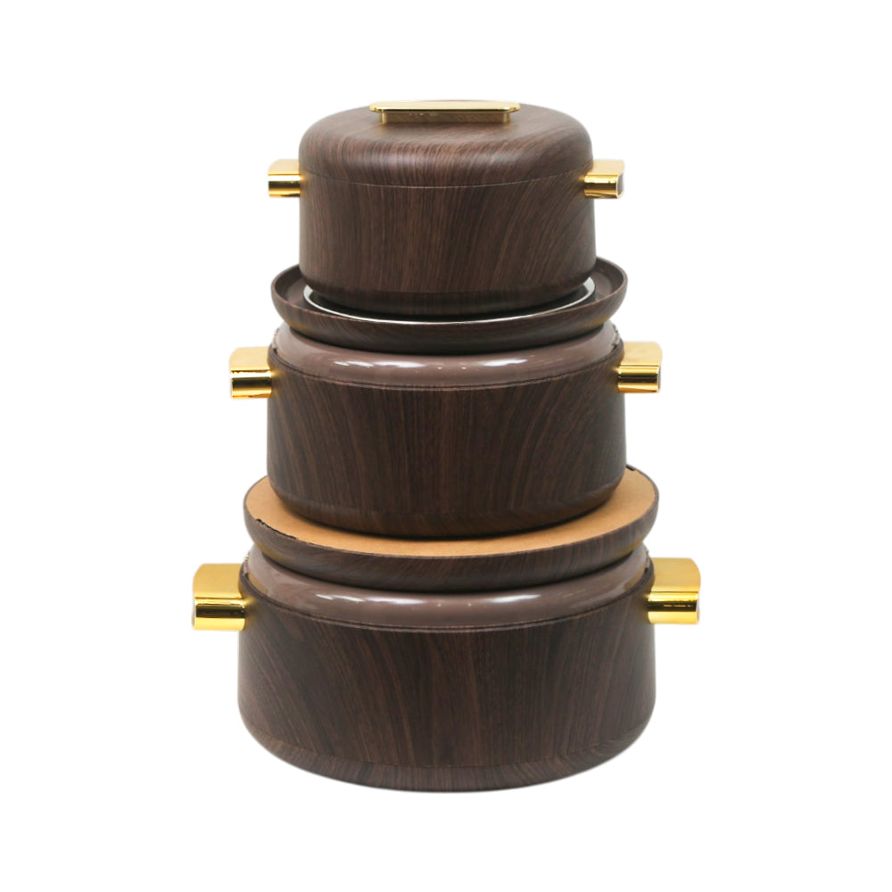 HOT POT SET 3PC FOREVER GOLD EB9135T MARBLE DARK WOOD