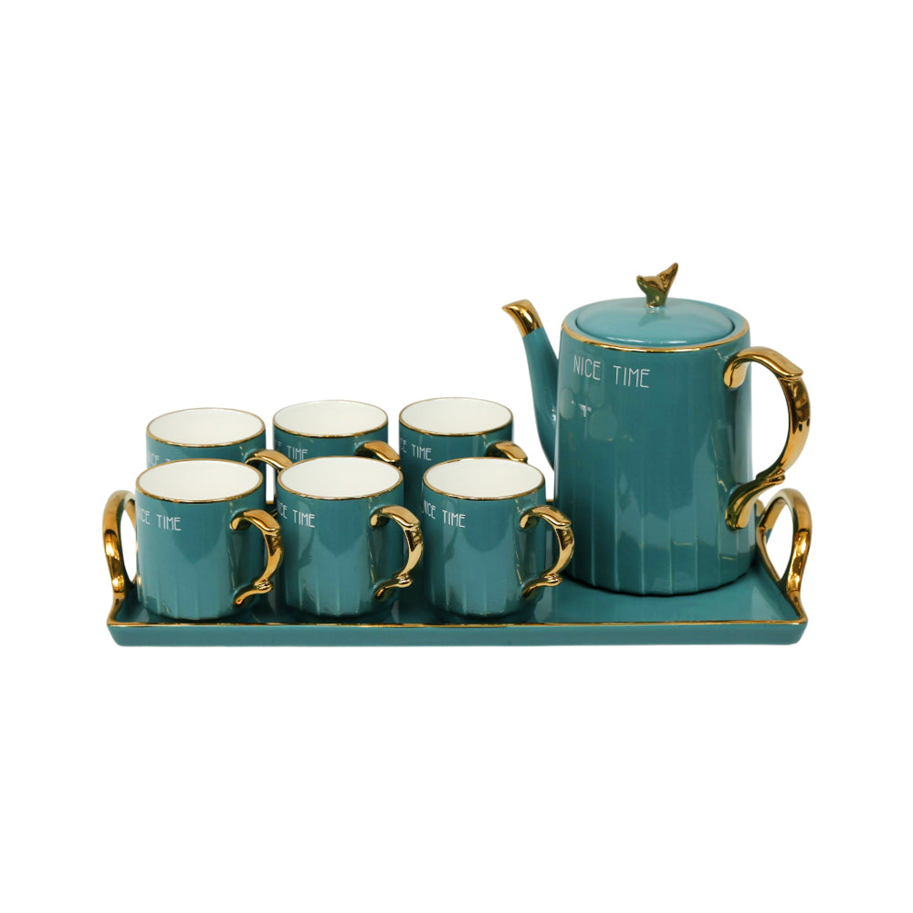 COFFEE SET 9PC CERAMIC 3145-2 GREYISH GREEN AW