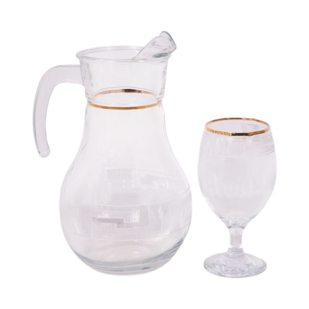 WATER SET 7PC PSB HAND CUT GOLD BISTRO 96933-B019