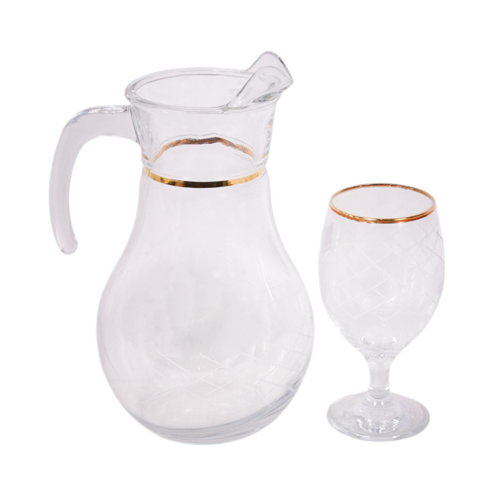 WATER SET 7PC PSB HAND CUT GOLD BISTRO 96933-B072