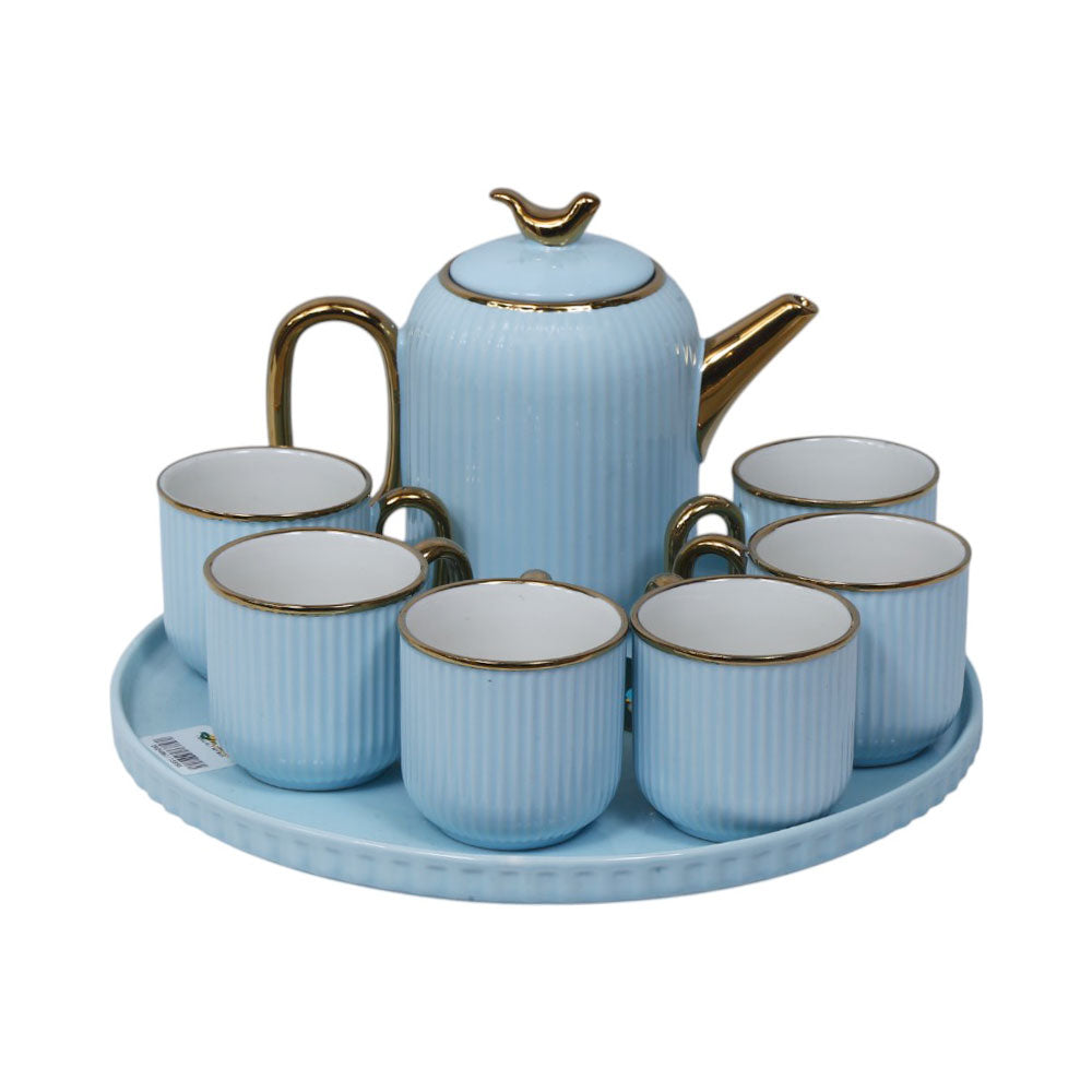 COFFEE SET 9PC CERAMIC REVOLVING 41-7 SKY BLUE