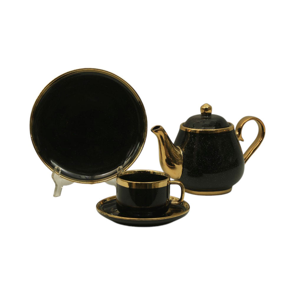 TEA SET 24PC BONE CHINA ONE MORE NO5 BLACK