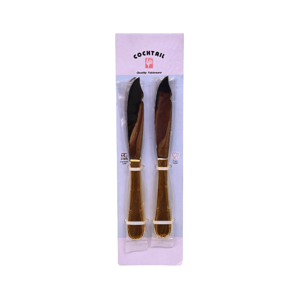 COCKTAIL FISH KNIFE GOLD PLATED ART 212 6PCS
