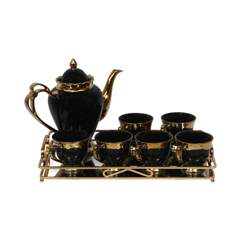 COFFEE SET 9PC CERAMIC YLG-6400-8P BLACK