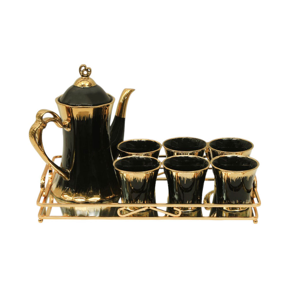 COFFEE SET 9PC CERAMIC YLG-6500-8P BLACK