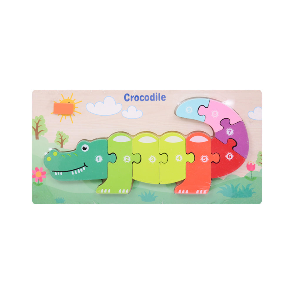 WOODEN PUZZLE BOARD COLORFUL 123 CROCODILE Z.B