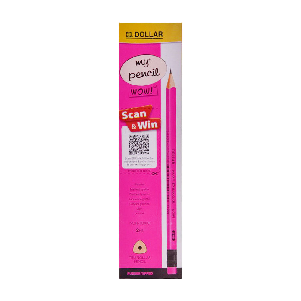 PT222 Dollar My Pencil Wow Pencil 12PC Pack Pink