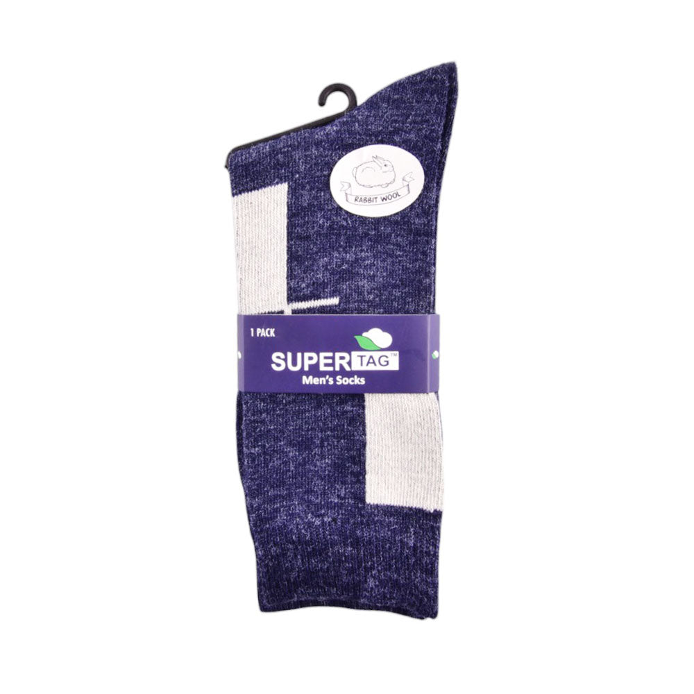 SUPER TAG SOCKS RABBIT WOOLEN ARGYLE NAVY 1P (01)