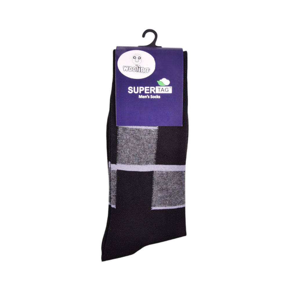 SUPER TAG SOCKS WOOLEN ARGYLE BLACK 1P (03)