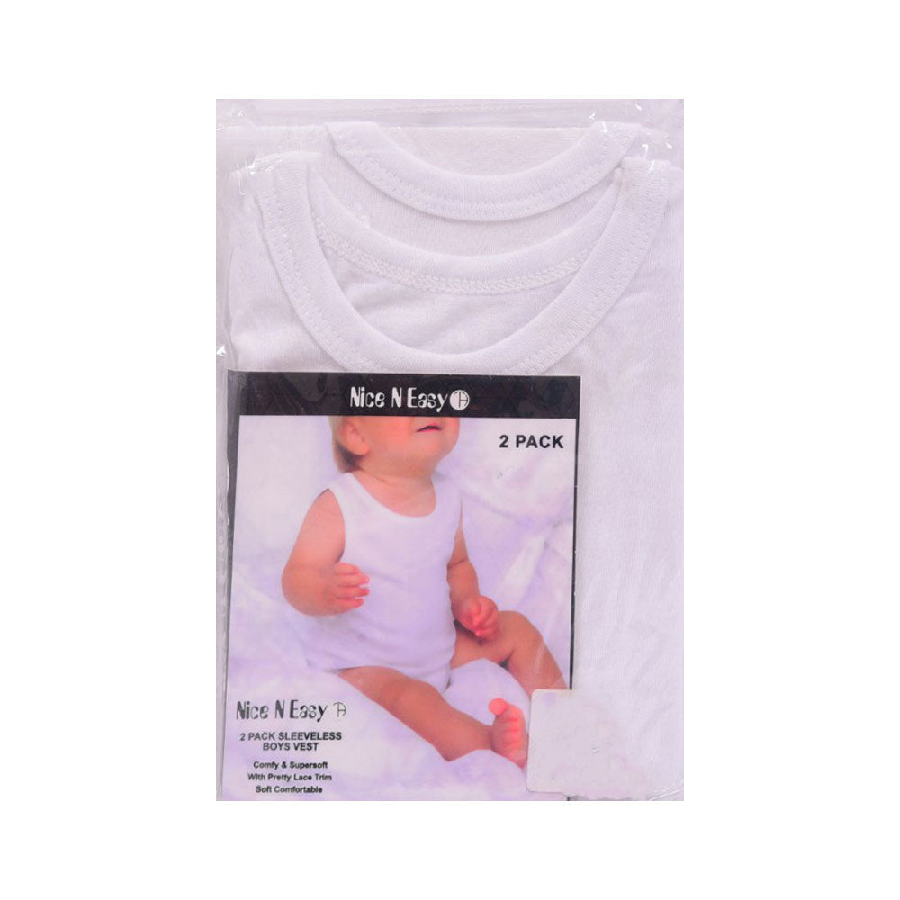 BOYS S/L VEST 2PC PACK NICE & EASY MZS-24 3-6M HC009