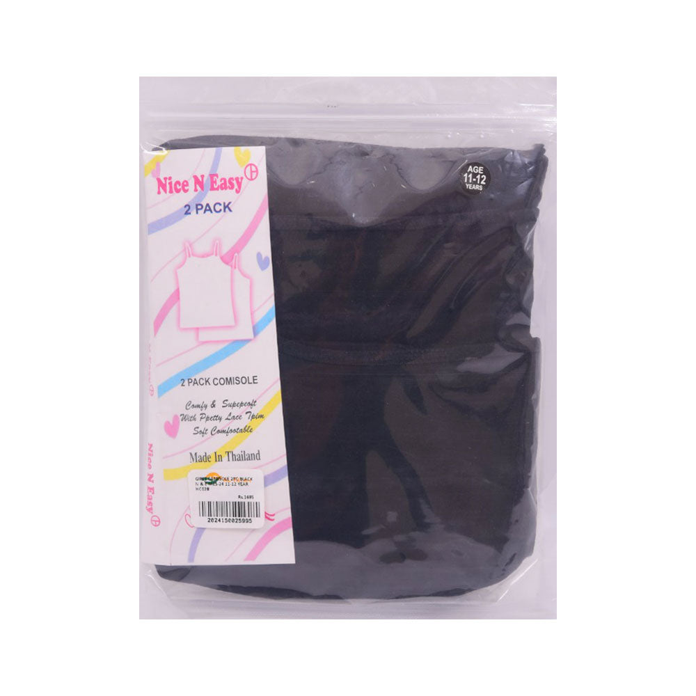 GIRLS CAMISOLE 2PC BLACK N & E MZS-24 11-12 YEAR HC028