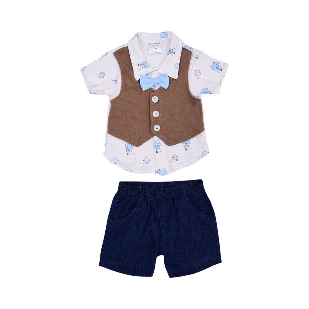 BOYS S/S 3 PCS PACK KNICKER SUIT 3-6 M MZS-24 2395