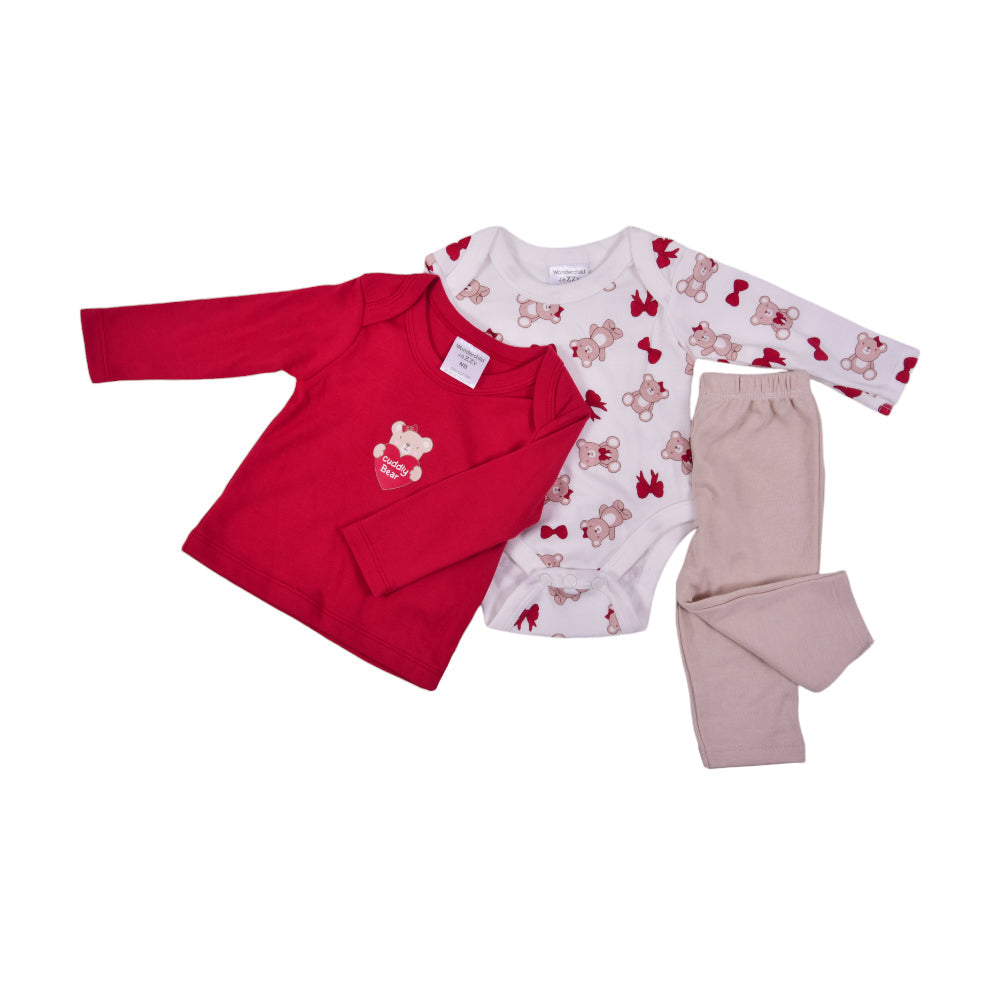 GIRLS L/S 3PC PAJAMA SUIT MZW-24 N.B 239-070 THAI